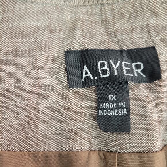 A.Byer size 1x Brown Button up Long Sleeve Blazer - Picture 4 of 5